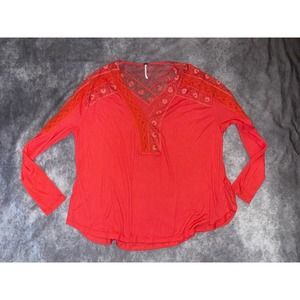 Free People Women's Size M NEW Pink Relaxed Fit V - Neck Blouse